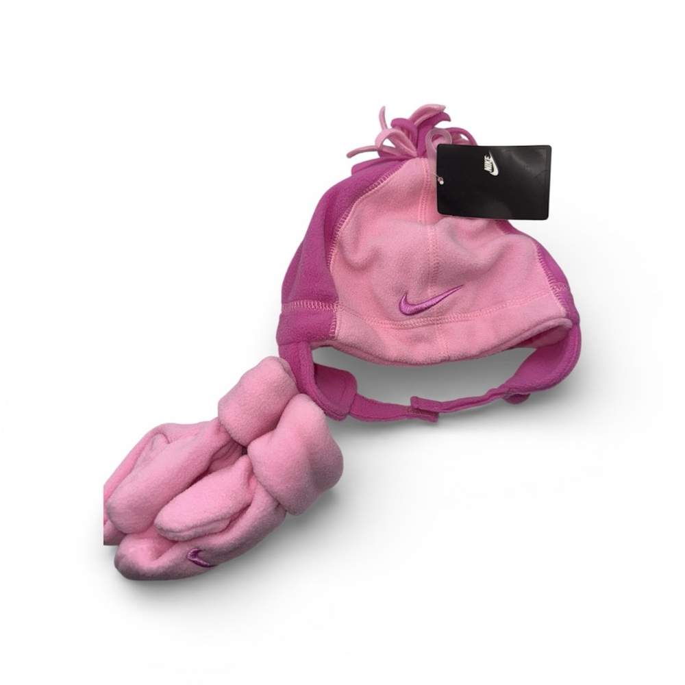 Nike Kids Pink Fleece Hat and Mittens. NWT
